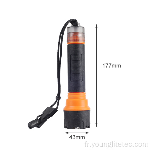 Lampe de poche LED rechargeable 5W avec sifflet en corde de queue